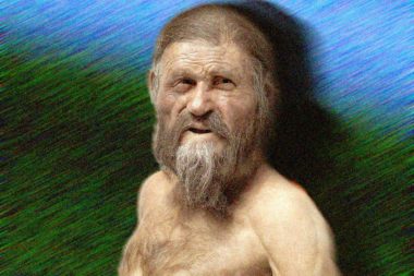 Urmenschen Ötzi in Aktion / Grafik: TELOS - 09160bG