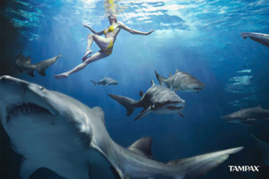 Werbung witzig Tampax Haifische guter Geschmack fraglich 2288