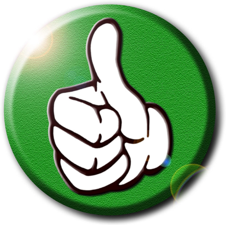 Button Knopf Symbol Daumen hoch OK positiv grün / Grafik TELOS 2694