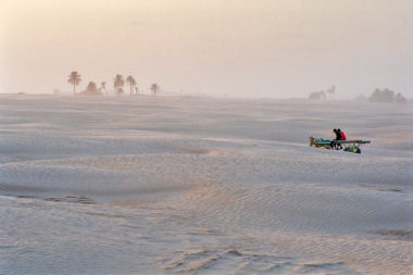 Tunesien Wüste Sanddünen Fuhrwerk Esel Männer Vater Sohn Abend / Foto: TELOS - 61540026b