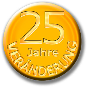 Veränderung 2020 Button 25 Jahre Gold / Grafik: TELOS