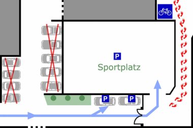 TELOS Lageplan Zufahrt 3 Parkpläze Eingang / Grafik: TELOS - 2811b