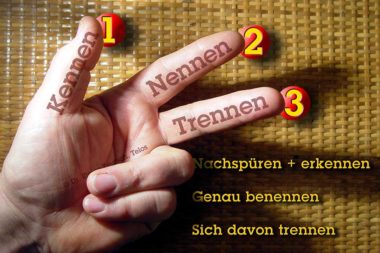 Körpersprache Gesten Hand Mann Finger 3 kennen nennen trennen / Foto: TELOS - 11921bsg